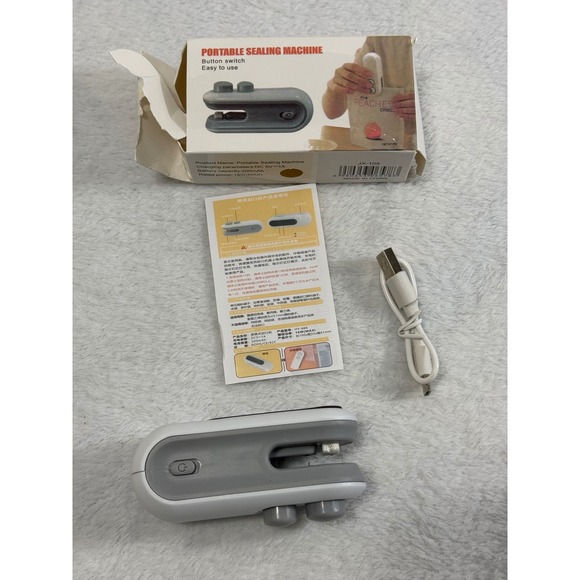 Portable Mini Bag Sealer Handheld Heat Sealer Rechargeable JX-105 White Gray - Picture 3 of 13